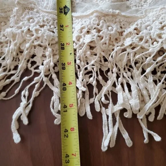 Women's‎ Bohemian Long Vest Embroidered Size Large Beige Western - Picture 9 of 9